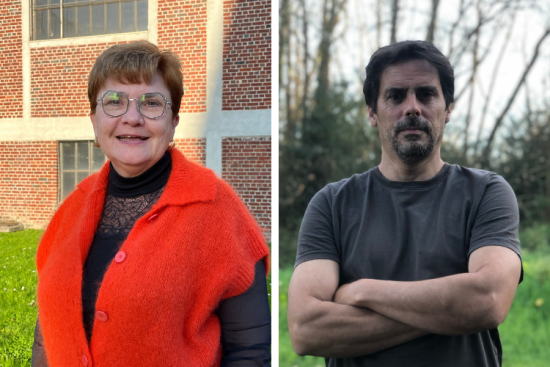 Angélique Delahaye, présidente de SOLAAL, et Mathieu Bovon maraîcher bio à la Ferme du Coucou.