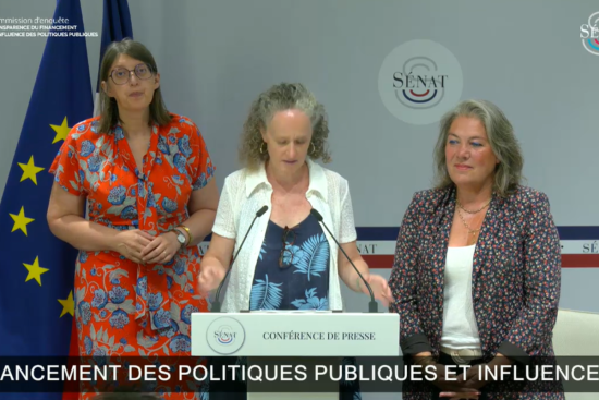 Les sénatrices Karine Daniel, Colombe Brossel et Sonia de la Provôté lors de la conférence de presse de présentation du rapport, le 15 juillet. Crédit : Sénat.