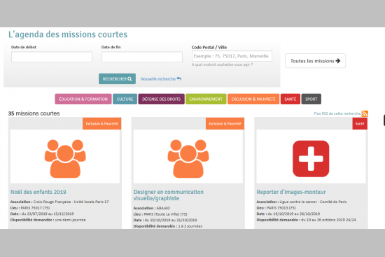 Un agenda des missions courtes sur Tous Bénévoles !