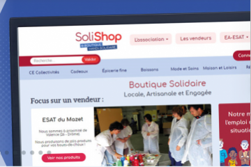 SoliShop : la « marketplace » des produits handi-fabriqués - capture d'écran de la page d'accueil du site