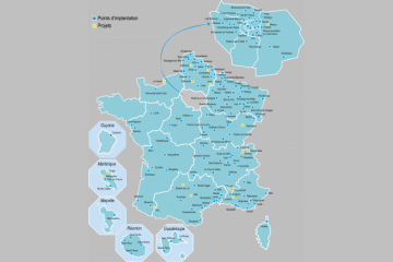 Carte d'implantation des sites E2C en France