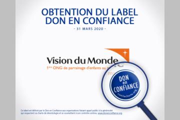 Vision du Monde obtient le label "Don en Confiance"