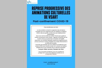 Reprise progressive des animations culturelles de l'association VSArt