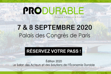 Affiche du salon PRODURABLE dédié aux professionnels du développement durable.