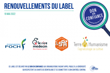 Le Don en Confiance renouvelle la labellisation de 4 associations et fondations