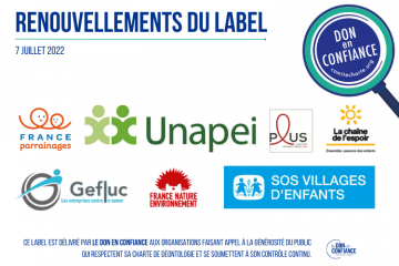 Le Don en Confiance renouvelle la labellisation de 7 associations et fondations