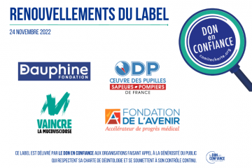 Le Don en Confiance renouvelle le label de 4 associations et fondations