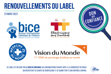 Le Don en Confiance renouvelle le label de 4 associations et fondations