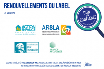 Le Don en Confiance renouvelle le label de 4 associations et fondations