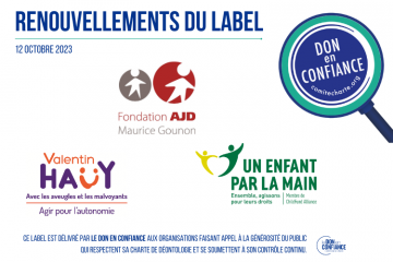 Le Don en Confiance renouvelle le label de 3 associations et fondations