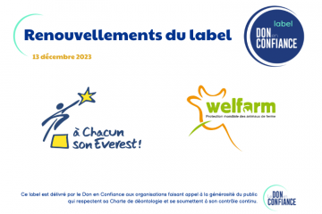 Le Don en Confiance renouvelle le label de 2 associations