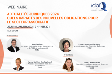 Webinaire - Actualités juridiques 2024 : Quels impacts des nouvelles obligations pour le secteur associatif ? 