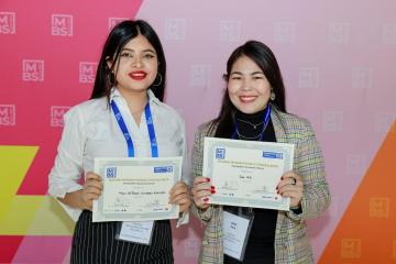 Maria del Rosario (Mexique) et Sara (Afghanistan), lauréates 2022/2023 de la Bourse Internationale d’Excellence de la Fondation MBS- Crédit photo : MBS