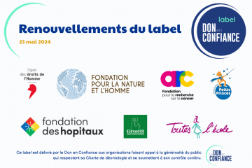 Le Don en Confiance renouvelle son label à 7 de ses associations et fondations labellisées