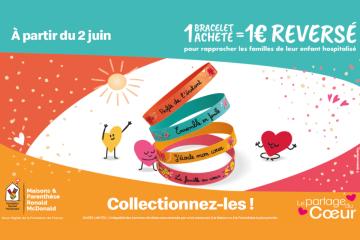 L'opération solidaire PARTAGE DU COEUR est de retour ! Achetez un bracelet à 1€ pour soutenir les familles d'enfants hospitalisés