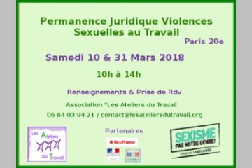 Permanence Juridique Gratuite "Violences Sexistes ou Sexuelles au Travail" 