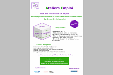 Ateliers Emploi - Accompagnement à la recherche d'un emploi pendant 3 mois