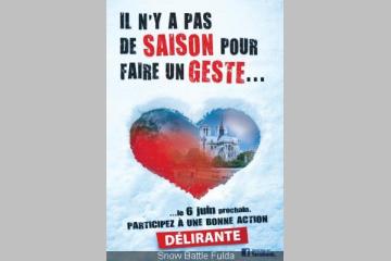 Une bataille de neige en Juin ... Une drôle d'idée mais solidaire !