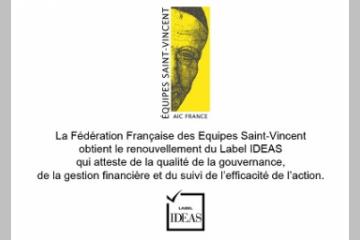 La Fédération des Equipes St Vincent obtient le renouvellement du Label IDEAS