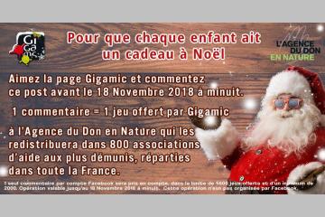 Gigamic & l'Agence du Don en Nature mobilisent leurs fans Facebook pour Noël !