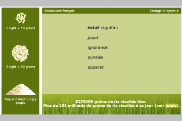 Un jeu de vocabulaire pour des grains de riz