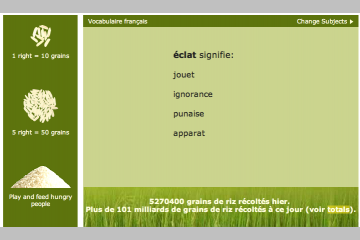 Un jeu de vocabulaire pour des grains de riz  