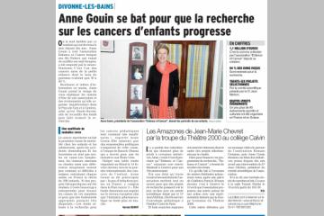 Article du Dauphiné Libéré du 5 avril 2014 "Anne Gouin se bat pour que la recher